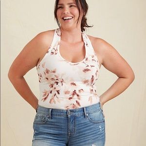 White & Pink Floral Halter Top Torrid 2X
